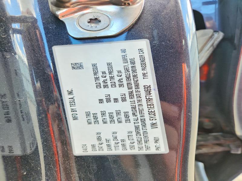Продажа на аукционе авто 2024 Tesla Model 3, vin: 5YJ3E1EB7RF744692, номер лота: 57997476