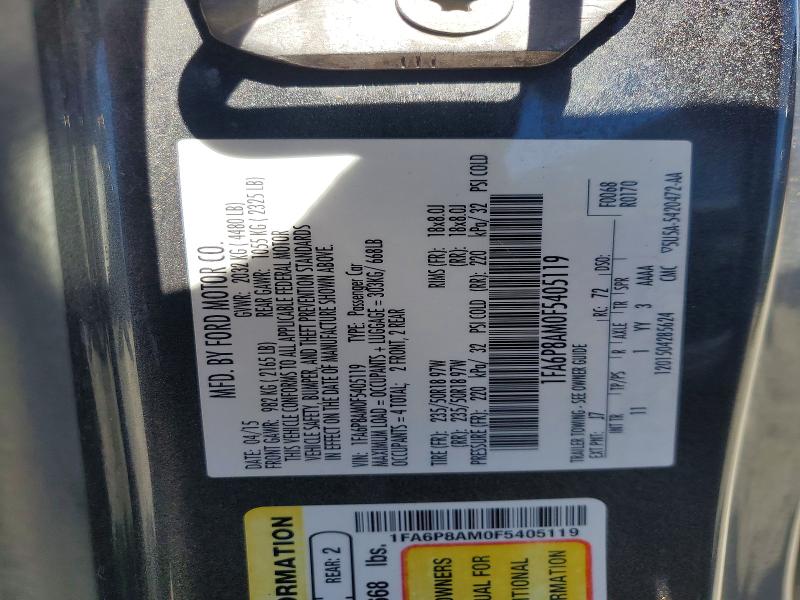 Продаж на аукціоні авто 2015 Ford Mustang, vin: 1FA6P8AM0F5405119, номер лоту: 57079996