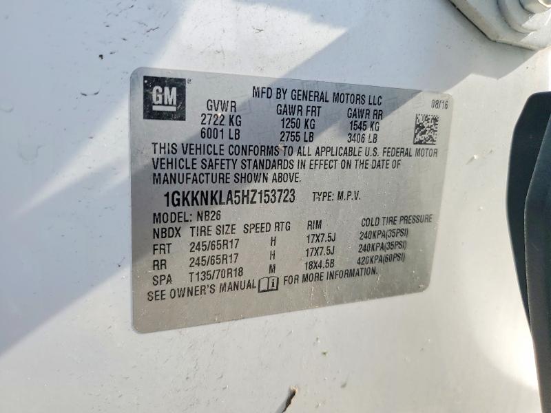 57972976 :رقم المزاد ، 1GKKNKLA5HZ153723 vin ، 2017 Gmc Acadia مزاد بيع