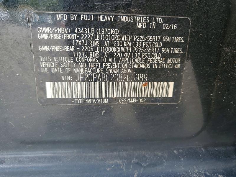 Продаж на аукціоні авто 2016 Subaru Crosstrek, vin: JF2GPABC2G8265989, номер лоту: 56791236