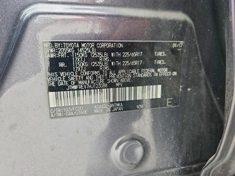 56358066 :رقم المزاد ، JTMWFREV7HJ123088 vin ، 2017 Toyota Rav4 مزاد بيع