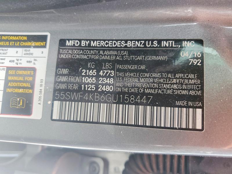 Aukcja sprzedaży 2016 Mercedes-benz C, vin: 55SWF4KB6GU158447, numer aukcji: 57671796