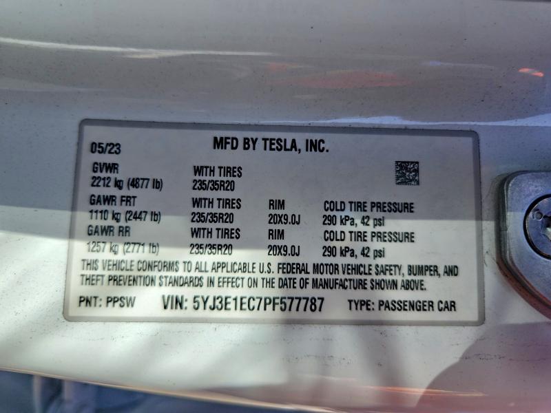 Продажа на аукционе авто 2023 Tesla Model 3, vin: 5YJ3E1EC7PF577787, номер лота: 55935626