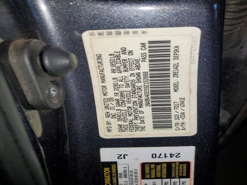 58275136 :رقم المزاد ، 1NXBU40E59Z152888 vin ، 2009 Toyota Corolla مزاد بيع