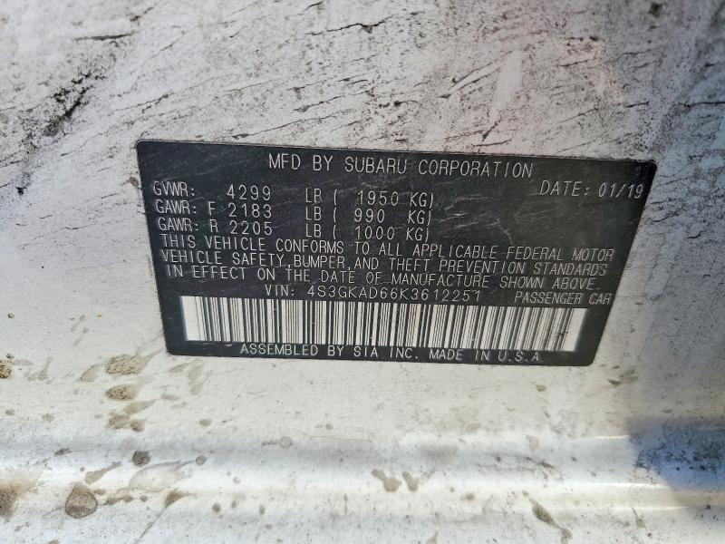 56842936 :رقم المزاد ، 4S3GKAD66K3612251 vin ، 2019 Subaru Impreza مزاد بيع