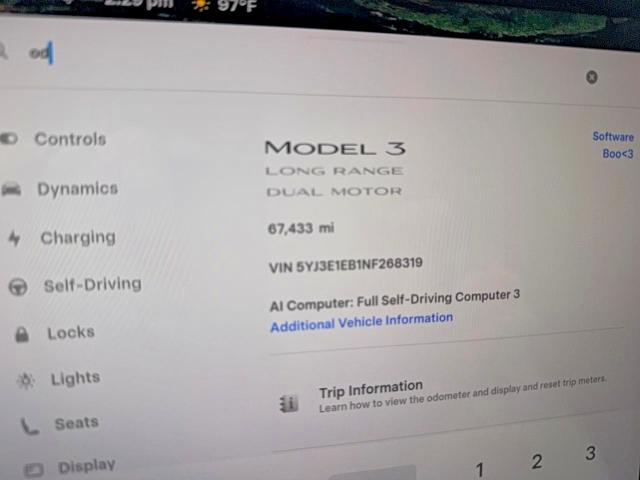 57480976 :رقم المزاد ، 5YJ3E1EB1NF268319 vin ، 2022 Tesla Model 3 مزاد بيع