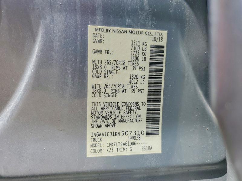 Продажа на аукционе авто 2019 Nissan Titan, vin: 1N6AA1EJ1KN507310, номер лота: 54624446