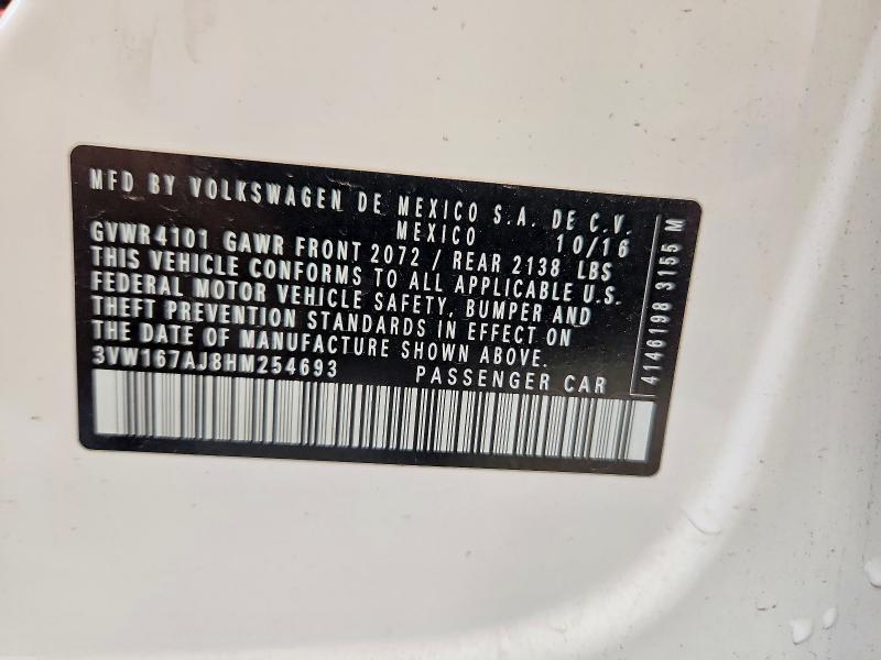 Продажа на аукционе авто 2017 Volkswagen Jetta, vin: 3VW167AJ8HM254693, номер лота: 57246886