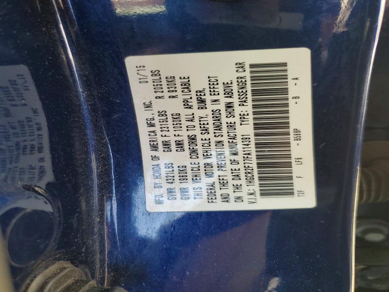 2015 Honda Accord მანქანა იყიდება აუქციონზე, vin: 1HGCR2F77FA114391, აუქციონის ნომერი: 54914526
