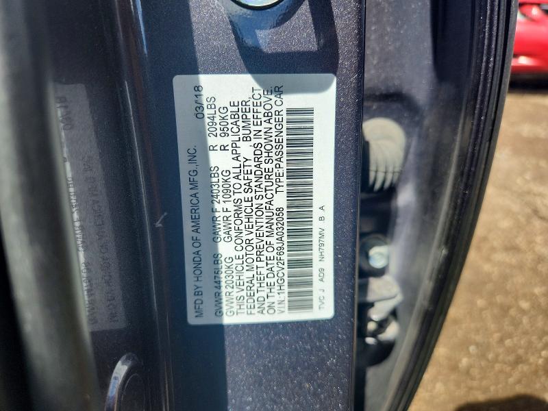 Продажа на аукционе авто 2018 Honda Accord, vin: 1HGCV2F69JA032058, номер лота: 57756716