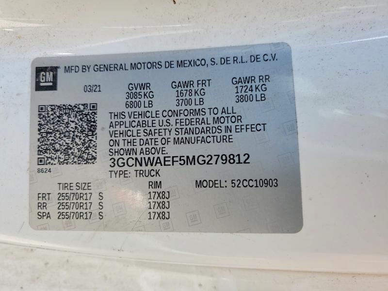 57519586 :رقم المزاد ، 3GCNWAEF5MG279812 vin ، 2021 Chevrolet Silverado مزاد بيع