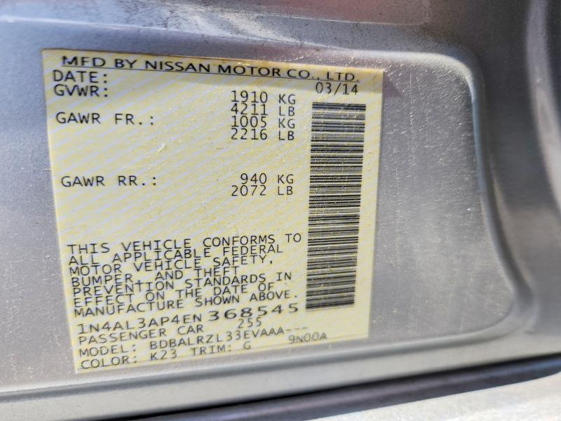 Продаж на аукціоні авто 2014 Nissan Altima, vin: 1N4AL3AP4EN368545, номер лоту: 54697586