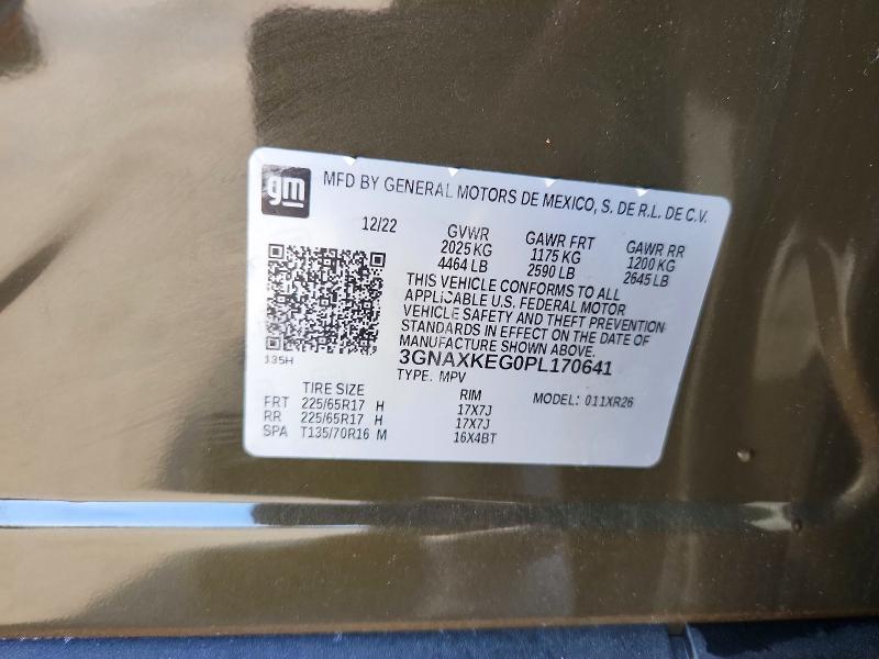 Aukcja sprzedaży 2023 Chevrolet Equinox, vin: 3GNAXKEG0PL170641, numer aukcji: 58814336