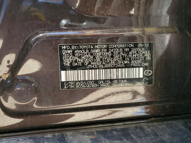 Продаж на аукціоні авто 2013 Lexus Gs, vin: JTHCE1BLXD5012465, номер лоту: 57900166