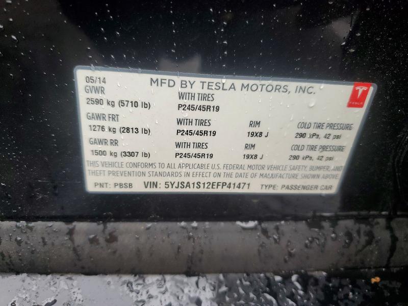 73344025 :رقم المزاد ، 5YJSA1S12EFP41471 vin ، 2014 Tesla Model S مزاد بيع