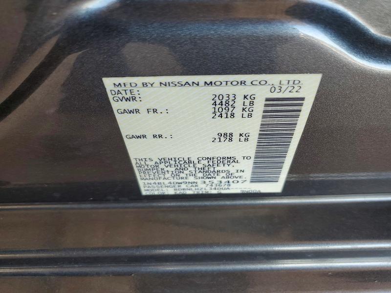 Продажа на аукционе авто 2022 Nissan Altima, vin: 1N4BL4DW9NN353407, номер лота: 55701746