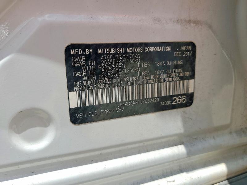 Aukcja sprzedaży 2018 Mitsubishi Outlander, vin: JA4AD3A31JZ032420, numer aukcji: 58513506