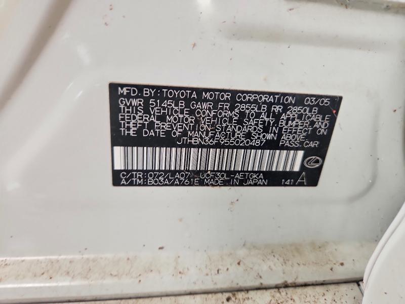 Продаж на аукціоні авто 2005 Lexus Ls 430, vin: JTHBN36F955020487, номер лоту: 55647816