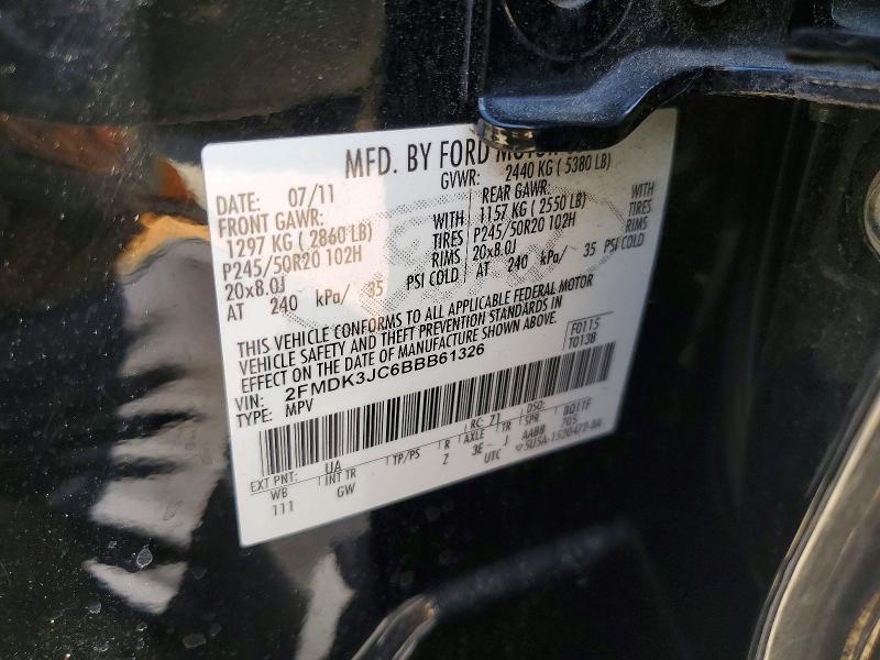 2011 Ford Edge მანქანა იყიდება აუქციონზე, vin: 2FMDK3JC6BBB61326, აუქციონის ნომერი: 56546146