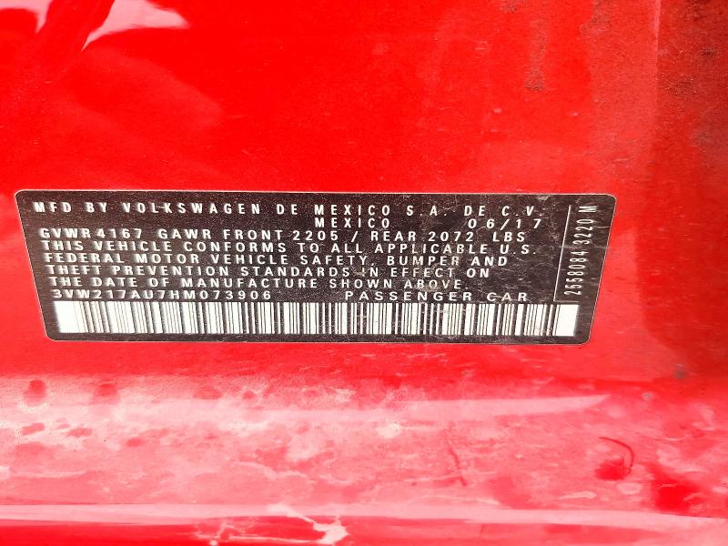56239496 :رقم المزاد ، 3VW217AU7HM073906 vin ، 2017 Volkswagen Golf مزاد بيع