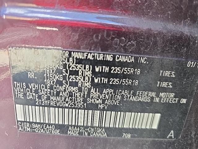 2021 Toyota 0128 მანქანა იყიდება აუქციონზე, vin: 2T3YFREV0GW253951, აუქციონის ნომერი: 58659926