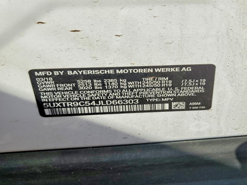 Aukcja sprzedaży 2018 Bmw X3, vin: 5UXTR9C54JLD66303, numer aukcji: 55978786