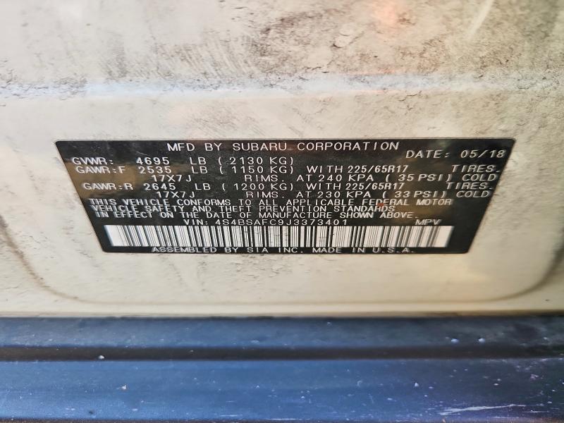 Aukcja sprzedaży 2018 Subaru Outback, vin: 4S4BSAFC9J3373401, numer aukcji: 56138266