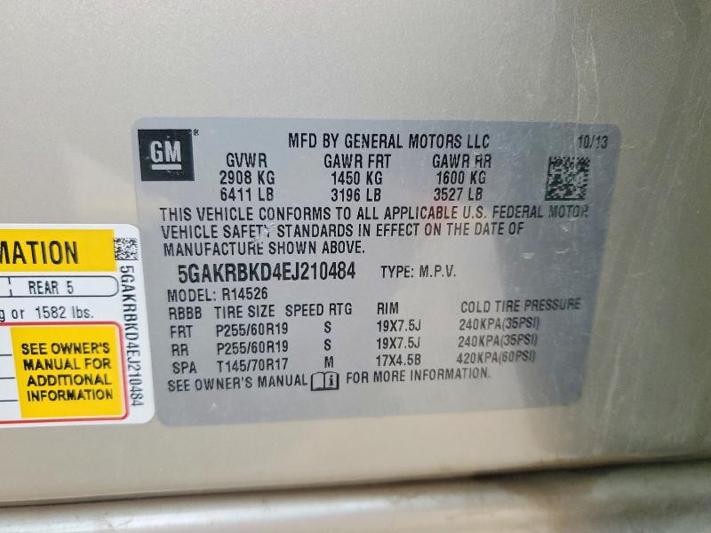 2014 Buick Enclave მანქანა იყიდება აუქციონზე, vin: 5GAKRBKD4EJ210484, აუქციონის ნომერი: 53573136