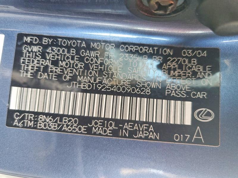 Aukcja sprzedaży 2004 Lexus Is, vin: JTHBD192540090628, numer aukcji: 56612546