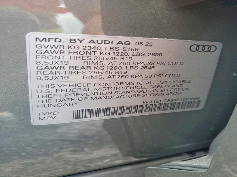 57441276 :رقم المزاد ، WA1EECF38S1083596 vin ، 2025 Audi Q3 مزاد بيع