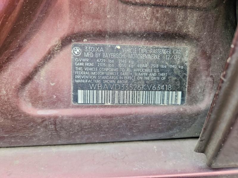 Продаж на аукціоні авто 2006 Bmw 330, vin: WBAVD33526KV63418, номер лоту: 58209346