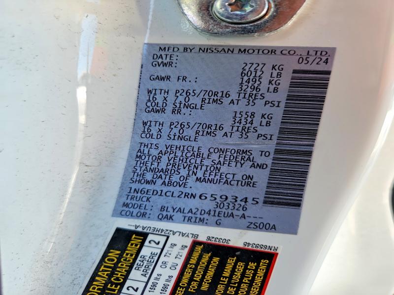 Продажа на аукционе авто 2024 Nissan Frontier, vin: 1N6ED1CL2RN659345, номер лота: 58536776