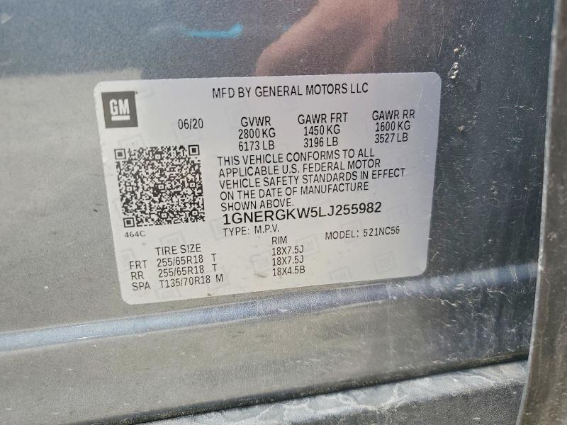 56481046 :رقم المزاد ، 1GNERGKW5LJ255982 vin ، 2020 Chevrolet Traverse مزاد بيع