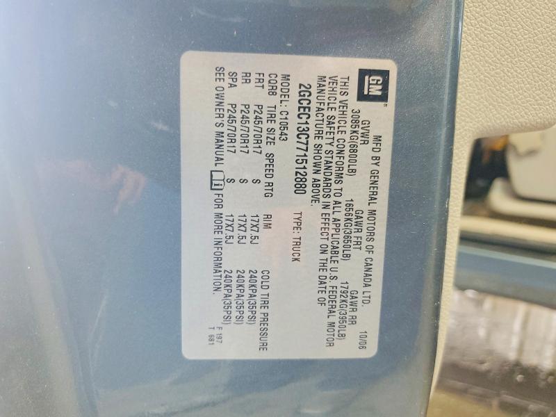 2007 Chevrolet Silverado მანქანა იყიდება აუქციონზე, vin: 2GCEC13C771512880, აუქციონის ნომერი: 58467706