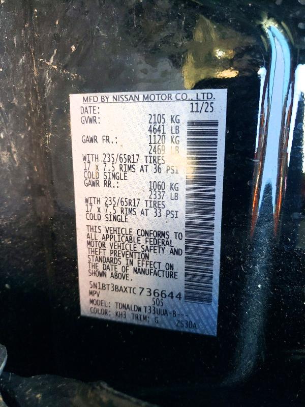 55859136 :رقم المزاد ، 5N1BT3BAXTC736644 vin ، 2026 Nissan Rogue مزاد بيع