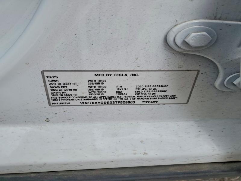 57173876 :رقم المزاد ، 7SAYGDED3TF529663 vin ، 2026 Tesla Model Y مزاد بيع