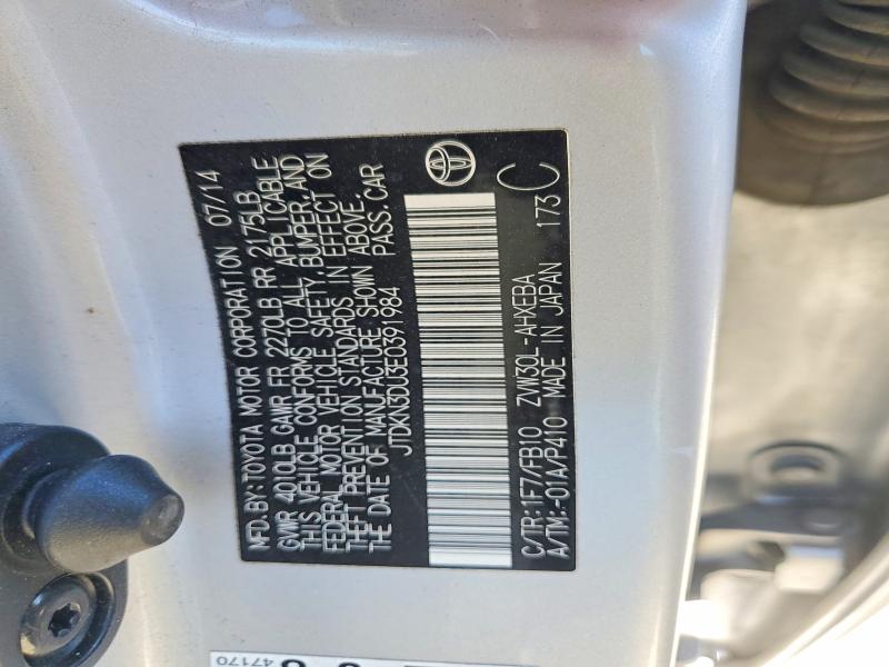 Продаж на аукціоні авто 2014 Toyota Prius, vin: JTDKN3DU3E0391984, номер лоту: 58332856