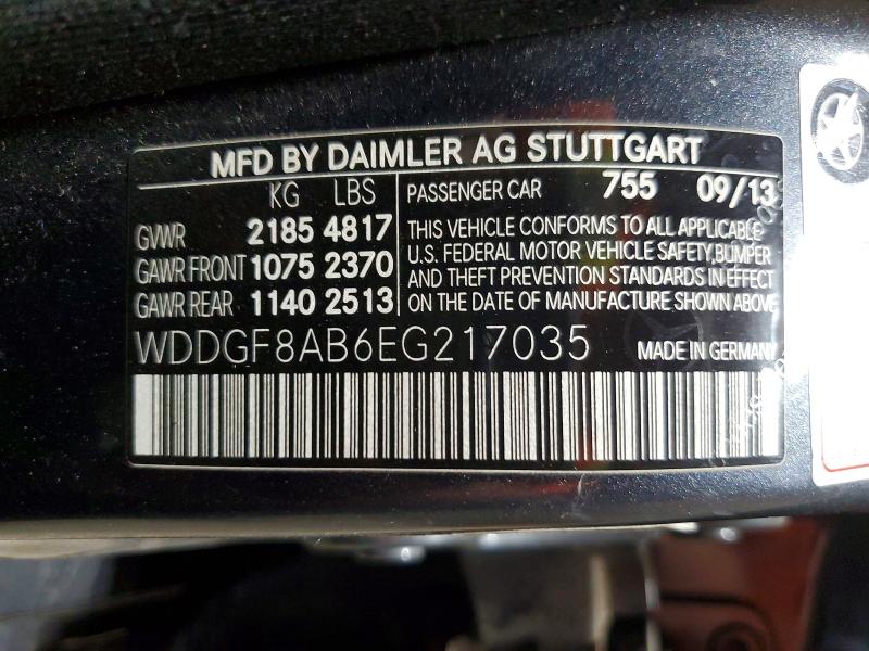 2014 Mercedes-benz C მანქანა იყიდება აუქციონზე, vin: WDDGF8AB6EG217035, აუქციონის ნომერი: 57363236