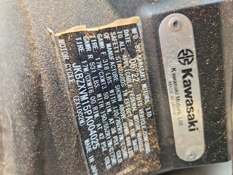 Продажа на аукционе авто 2023 Kawasaki Zx1002, vin: JKBZXVM15PA004025, номер лота: 58469786