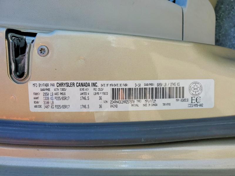 Продажа на аукционе авто 2010 Dodge Grand Caravan, vin: 2D4RN4DE2AR257970, номер лота: 55455346