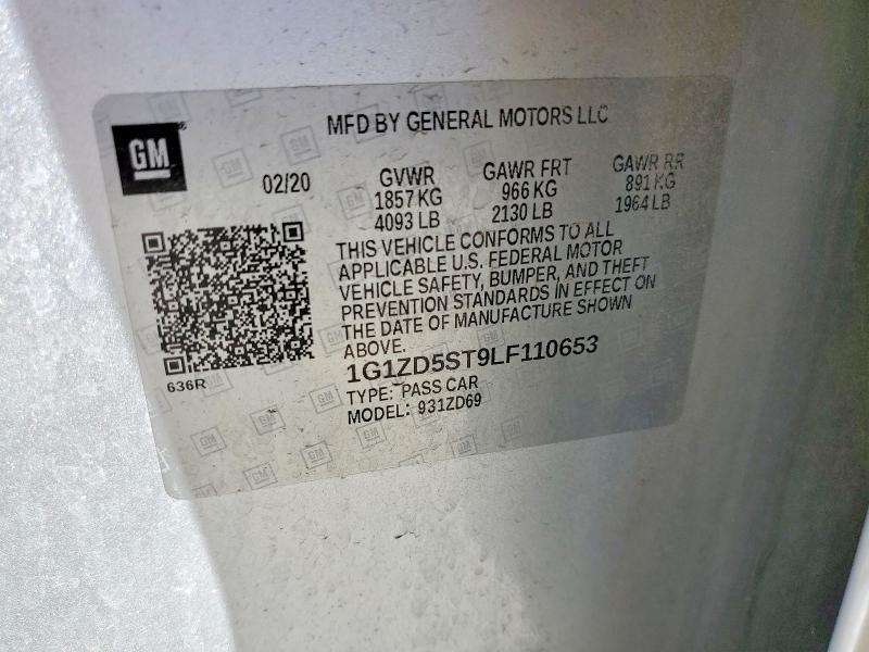 Aukcja sprzedaży 2020 Chevrolet Malibu, vin: 1G1ZD5ST9LF110653, numer aukcji: 58545246