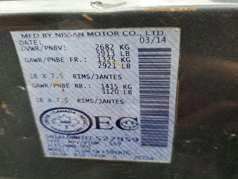 Продажа на аукционе авто 2014 Infiniti Qx60, vin: 5N1AL0MM3EC527959, номер лота: 55950716