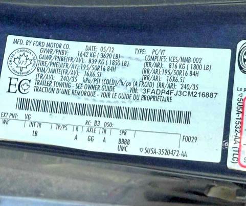 2012 Ford Fiesta მანქანა იყიდება აუქციონზე, vin: 3FADP4FJ3CM216887, აუქციონის ნომერი: 56244826