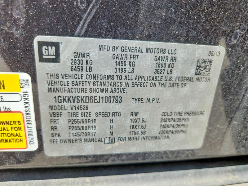 2014 Gmc Acadia მანქანა იყიდება აუქციონზე, vin: 1GKKVSKD6EJ100793, აუქციონის ნომერი: 54819656