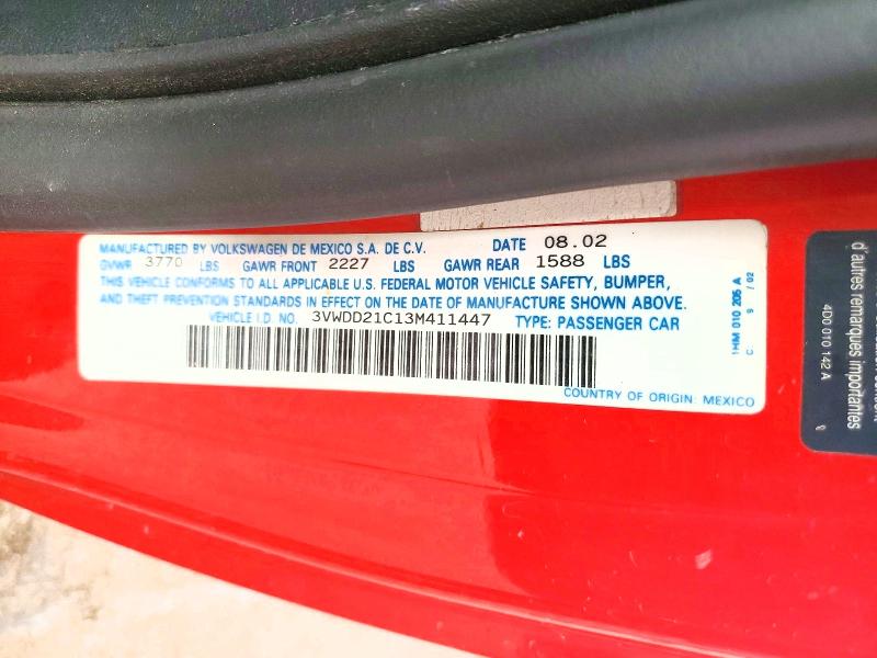Продажа на аукционе авто 2003 Volkswagen Beetle, vin: 3VWDD21C13M411447, номер лота: 56078976