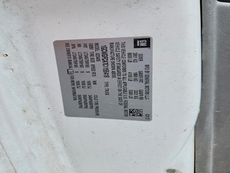 57179266 :رقم المزاد ، 1GCWGFCA7C1156418 vin ، 2012 Chevrolet Express G2500 مزاد بيع