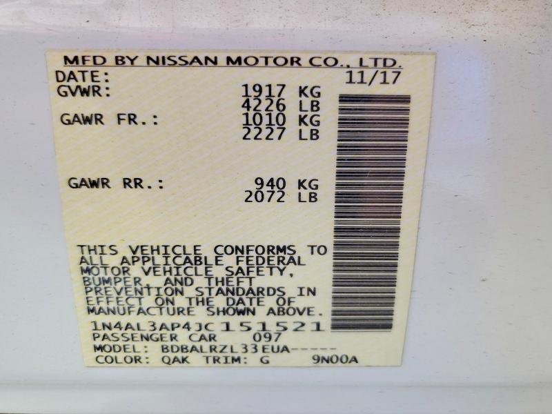 55515156 :رقم المزاد ، 1N4AL3AP4JC151521 vin ، 2018 Nissan Altima مزاد بيع