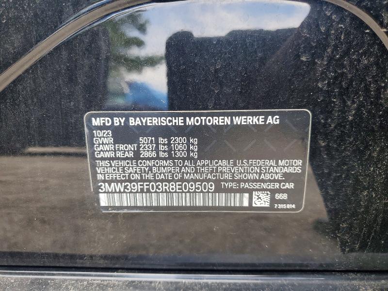 55782176 :رقم المزاد ، 3MW39FF03R8E09509 vin ، 2024 Bmw 330e مزاد بيع