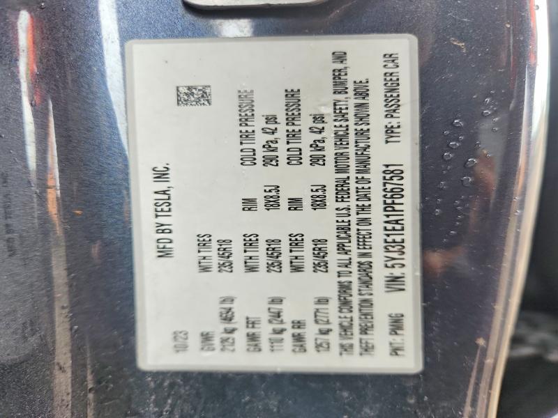57051306 :رقم المزاد ، 5YJ3E1EA1PF667581 vin ، 2023 Tesla Model 3 مزاد بيع