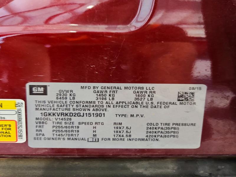 2016 Gmc Acadia მანქანა იყიდება აუქციონზე, vin: 1GKKVRKD2GJ151901, აუქციონის ნომერი: 55533456